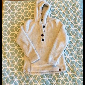 Fuzzy Button-Neck Hoodie Size M